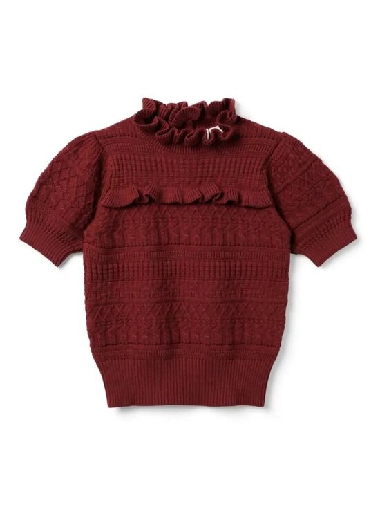 Janie and Jack Other - Janie and Jack The Heights Sweater Top NWT Ruffles Burgundy Maroon Girls Sz 7